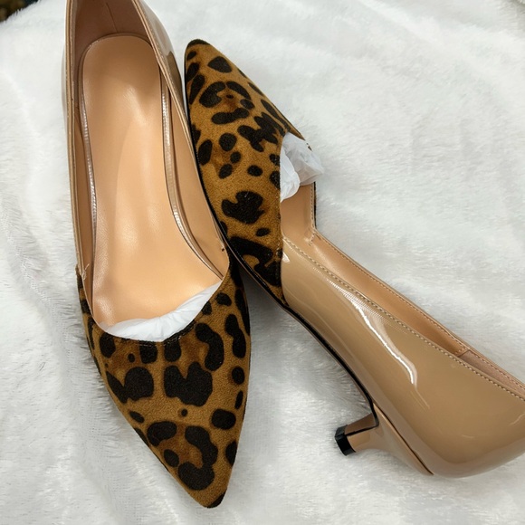 Leopard Print and Tan Women's Kitten Heels - Picture 7 of 7